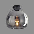 Smoke Glass Globe Semi Flush Ceiling Light