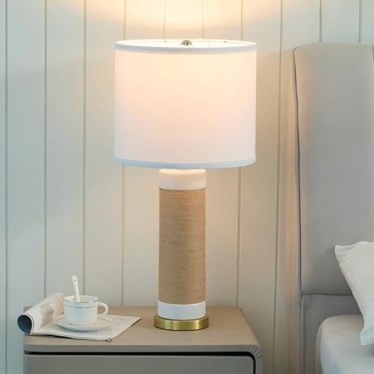 Rattan Ceramic Table Lamps Set