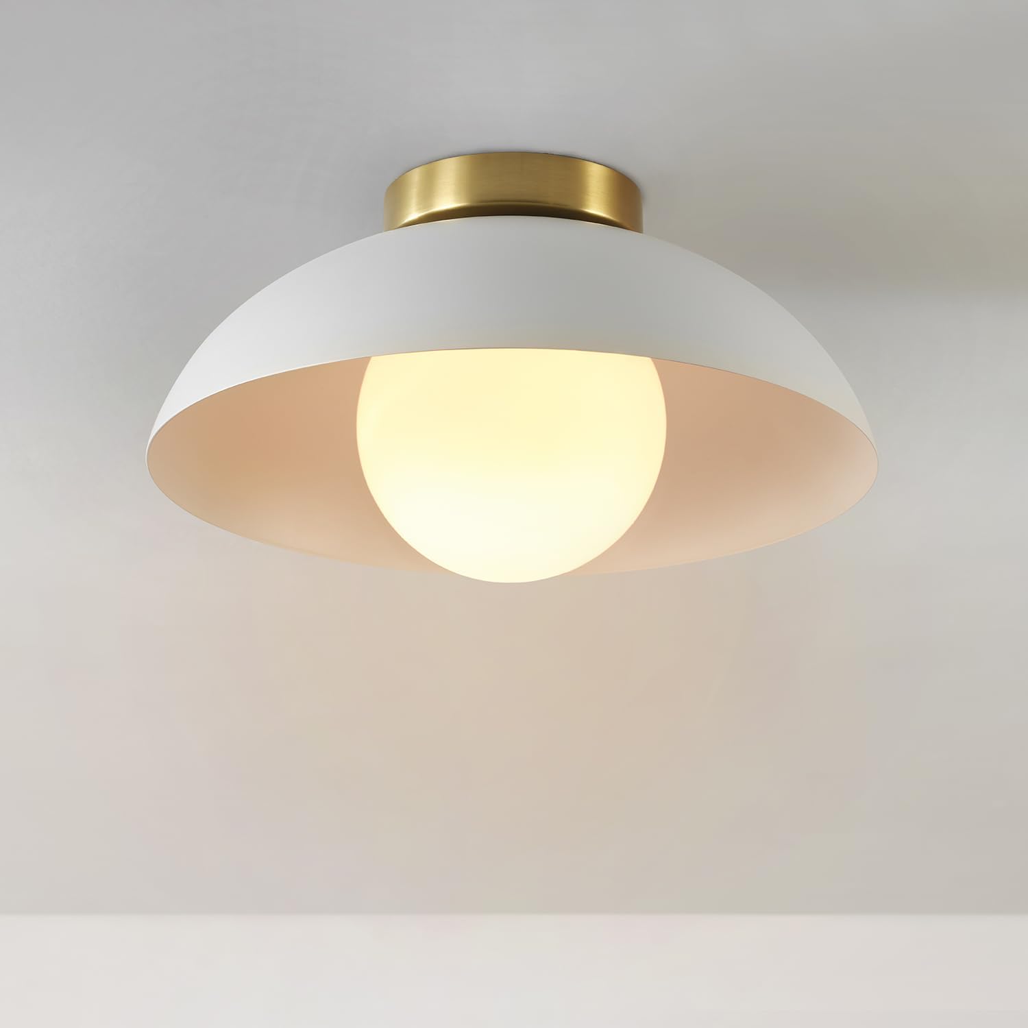 Matte White Opal Glass 1-Light Flush Mount Ceiling Light