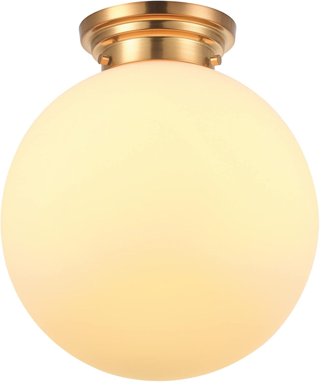 Matte Brass Opal Glass Semi Flush Light