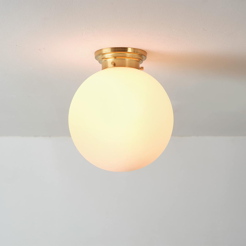 Matte Brass Opal Glass Semi Flush Light