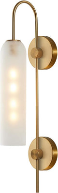 Brushed Gold White Glass Mid Century Wall Sconce