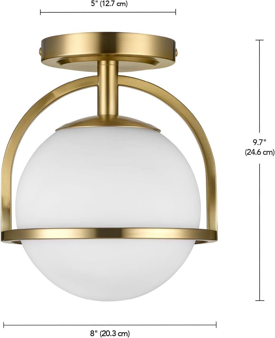 Gold Frosted Glass Globe 1-Light Flush Mount Ceiling Light