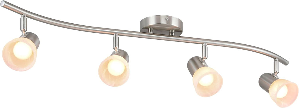 4-Light Brushed Nickel S-Shaped Glass Track Light