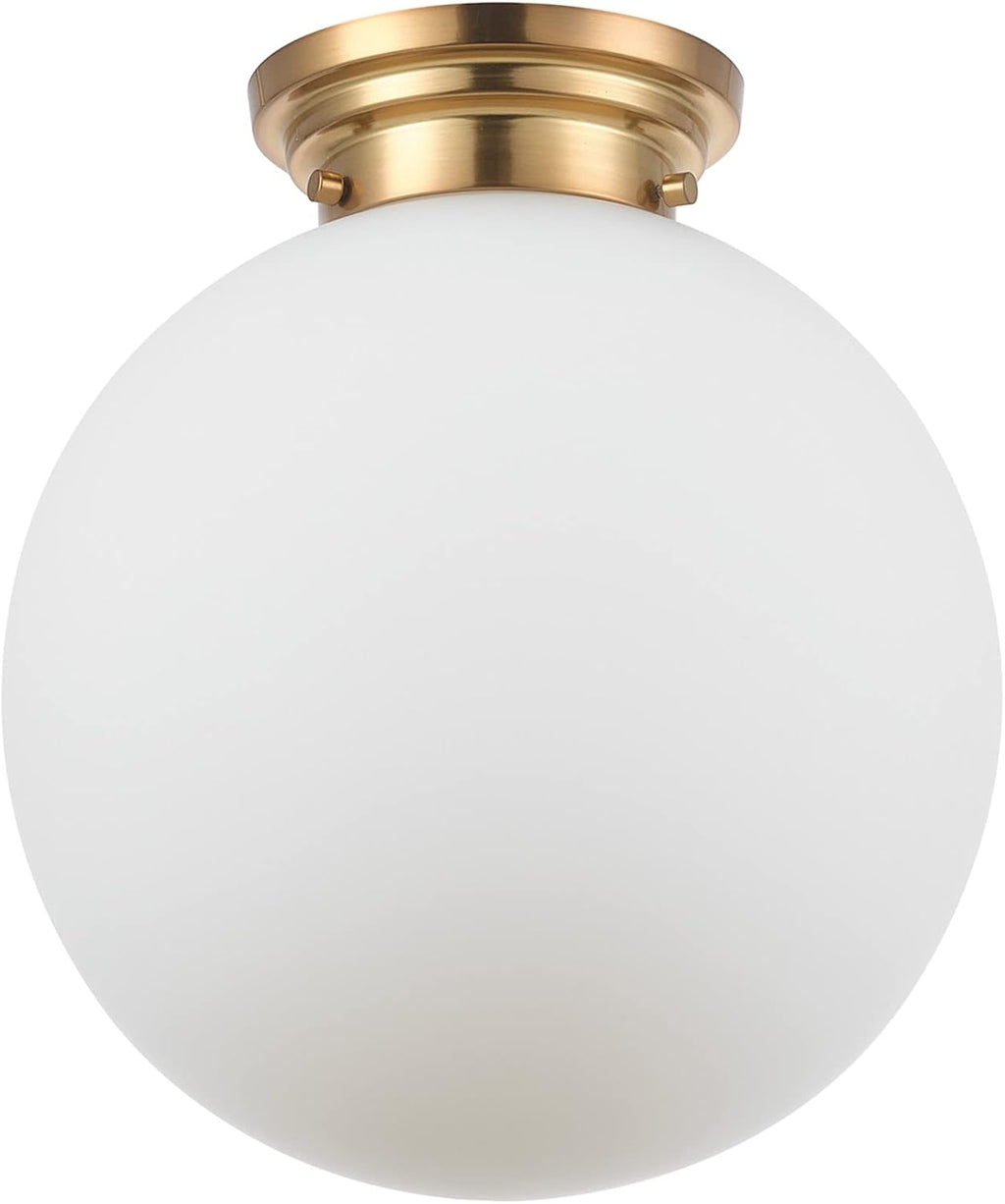 Matte Brass Opal Glass Semi Flush Light