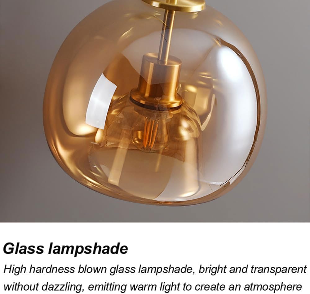 Smoke Glass Globe Semi Flush Ceiling Light