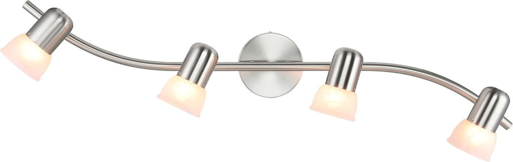 4-Light Brushed Nickel S-Shaped Glass Track Light
