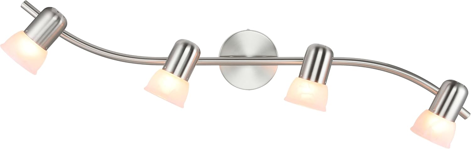 4-Light Brushed Nickel S-Shaped Glass Track Light