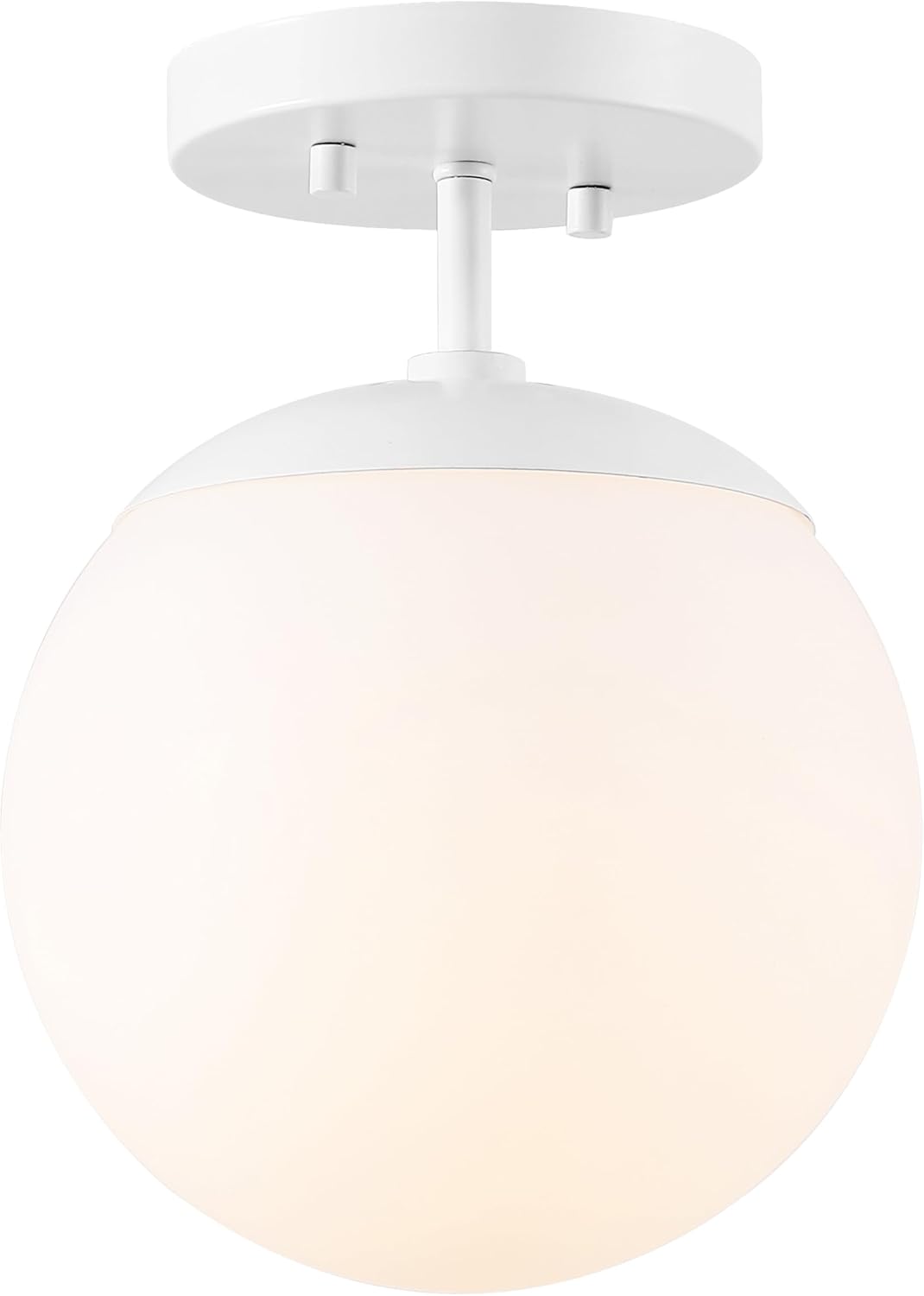 7.75" White Frosted Glass Semi Flush Light