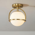 Gold Frosted Glass Globe 1-Light Flush Mount Ceiling Light