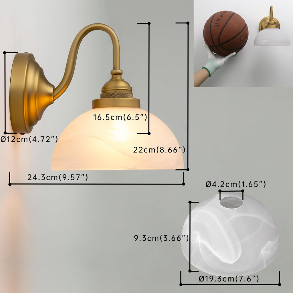 U-Shaped Milk White Glass Vintage Wall Sconce
