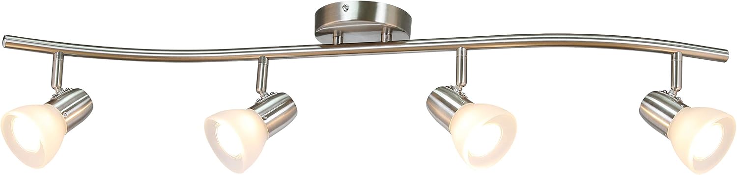 4-Light Brushed Nickel S-Shaped Track Light