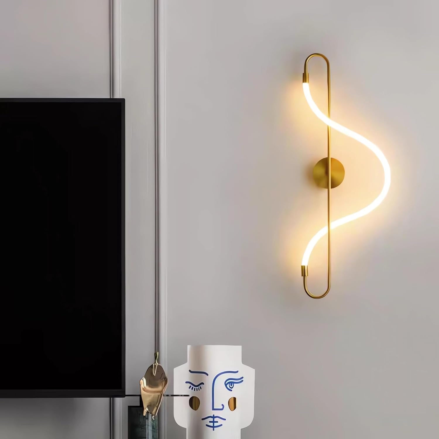 Gold Curved Silicone Tube LED Wall Lamp