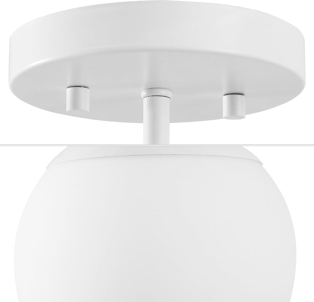 7.75" White Frosted Glass Semi Flush Light