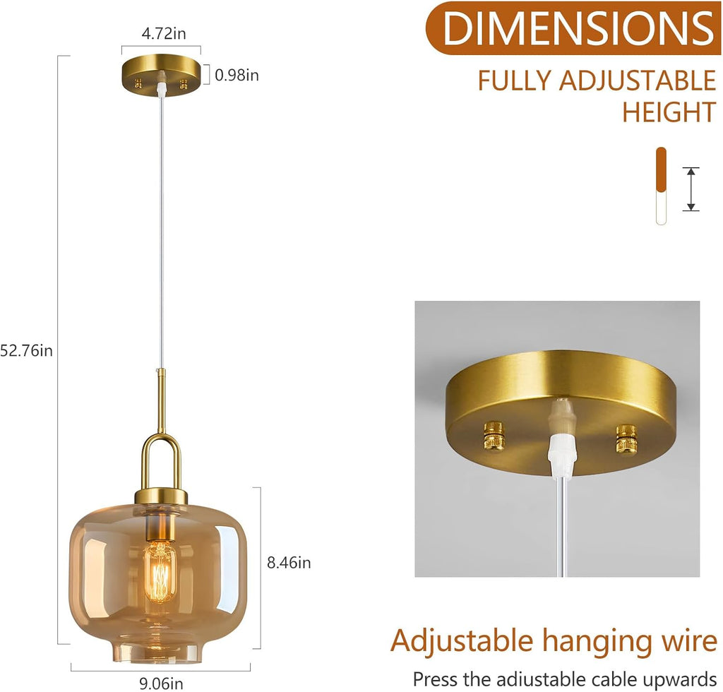Gold Glass Kitchen Island Pendant Light
