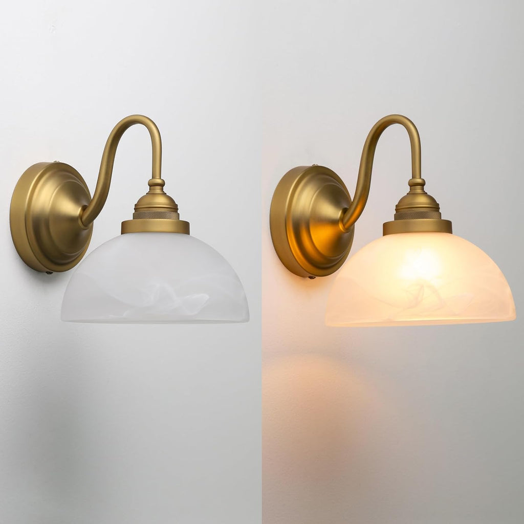 U-Shaped Milk White Glass Vintage Wall Sconce