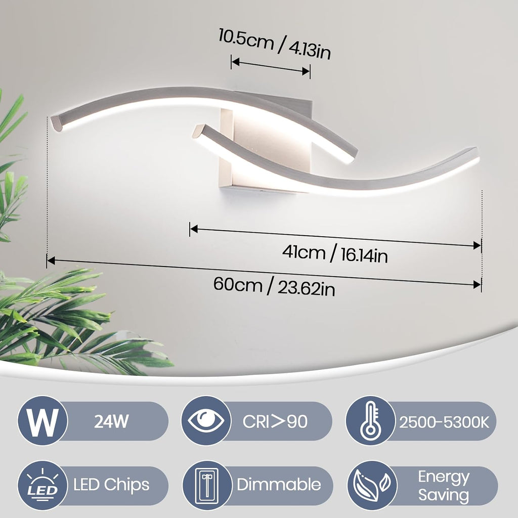 23.62" Brushed Nickel Dimmable LED Vanity Light