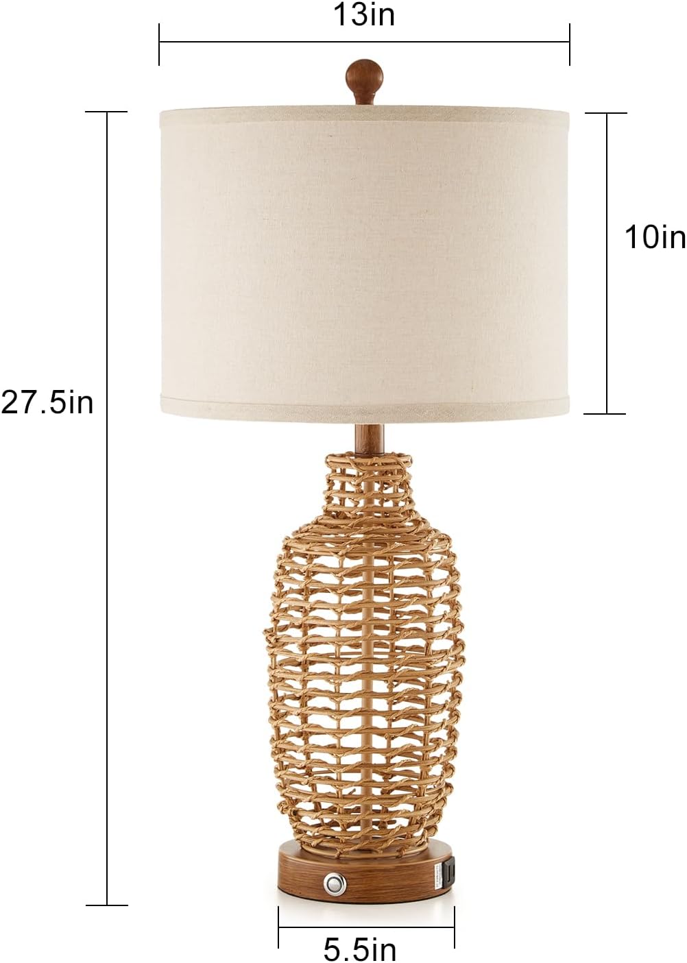 Touch Dimmable Rattan Lamp Set