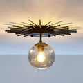 1-Light Black Sputnik Glass Globe Flush Mount Ceiling Light