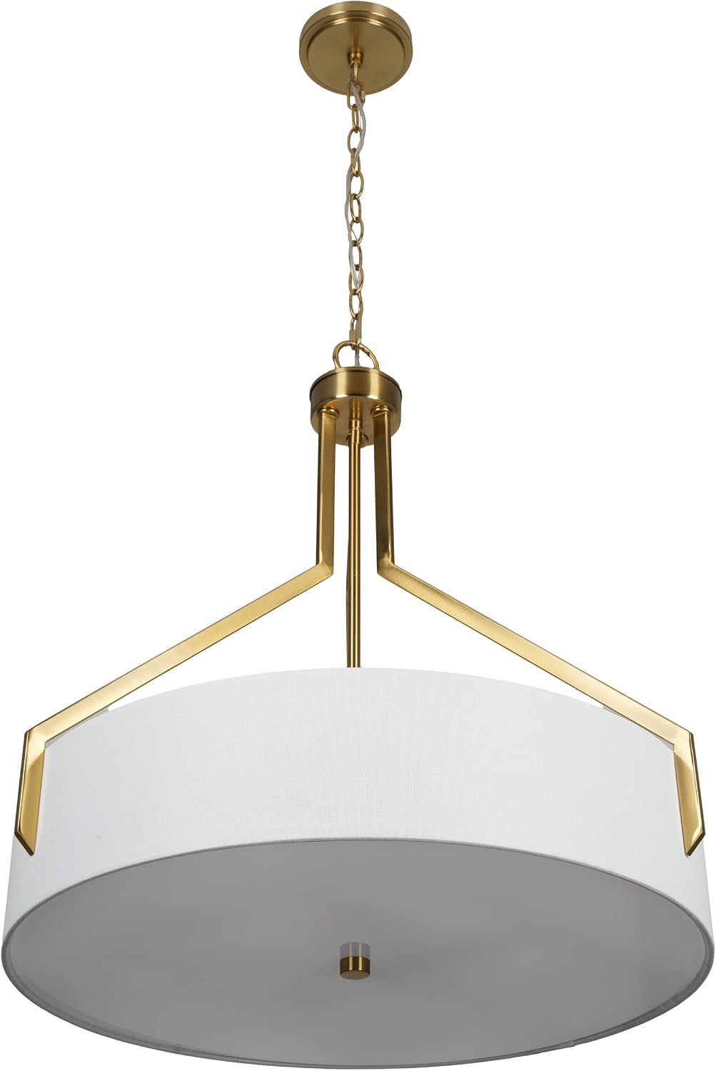 5-Light Gold Linen Drum Pendant