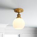 Industrial White Glass Globe Semi Flush Pendant Light