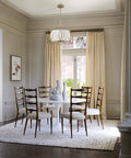 3-Light Brass Linen Drum Chandelier