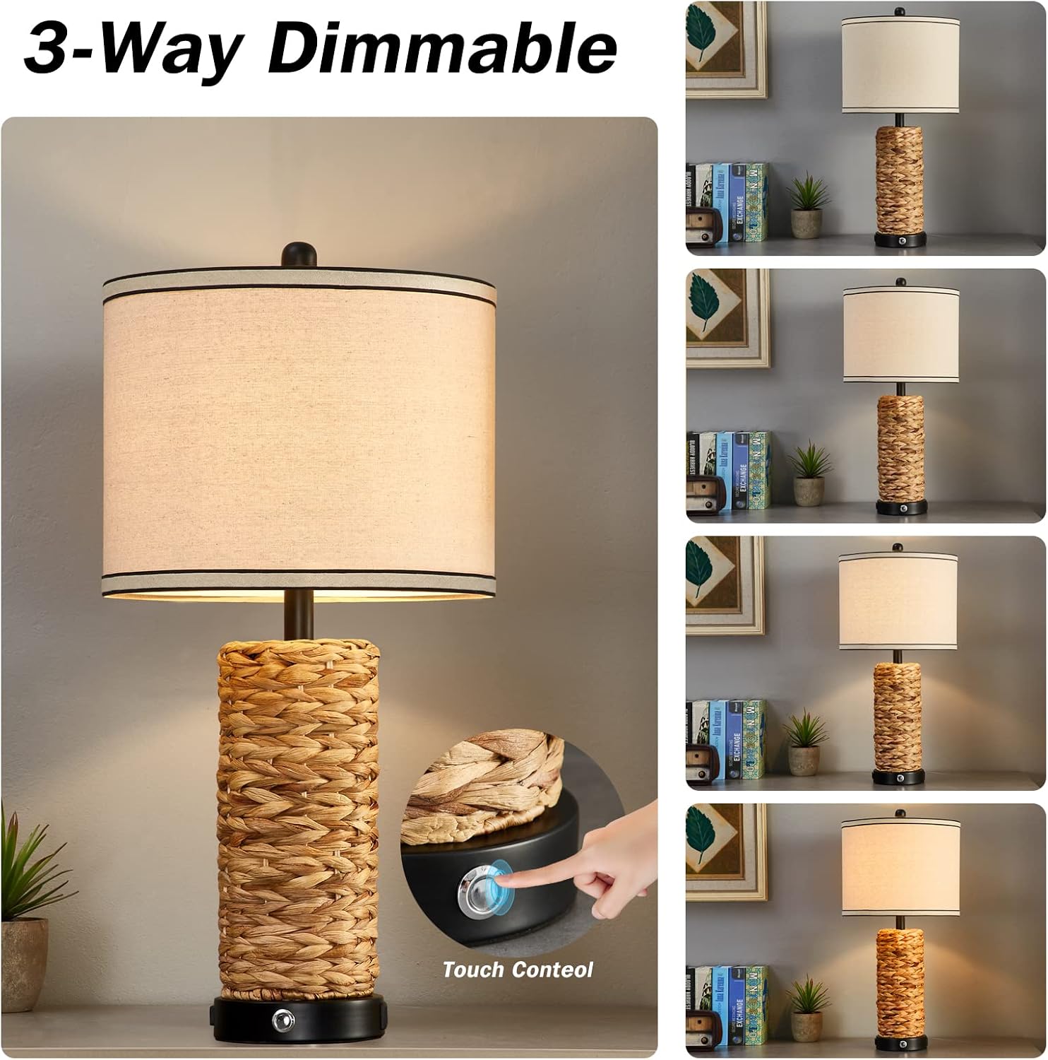 Touch USB Rattan Lamp Set
