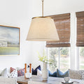24" Antique Gold Tapered Fabric Boho Chandelier