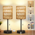 USB Rattan Table Lamp Set
