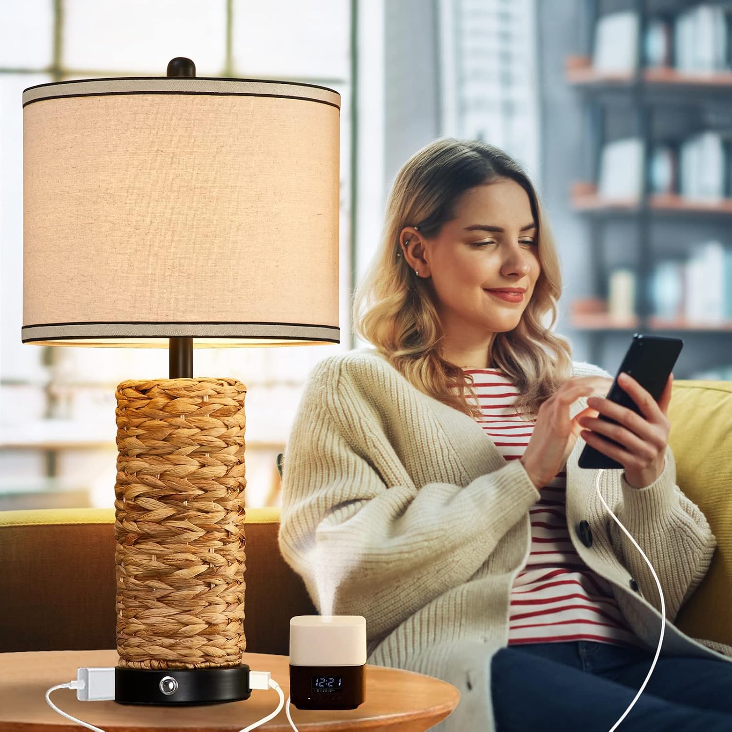 Touch USB Rattan Lamp Set