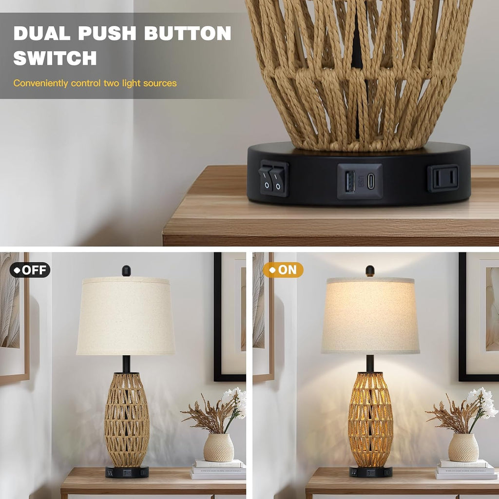 USB Rattan Single Table Lamp