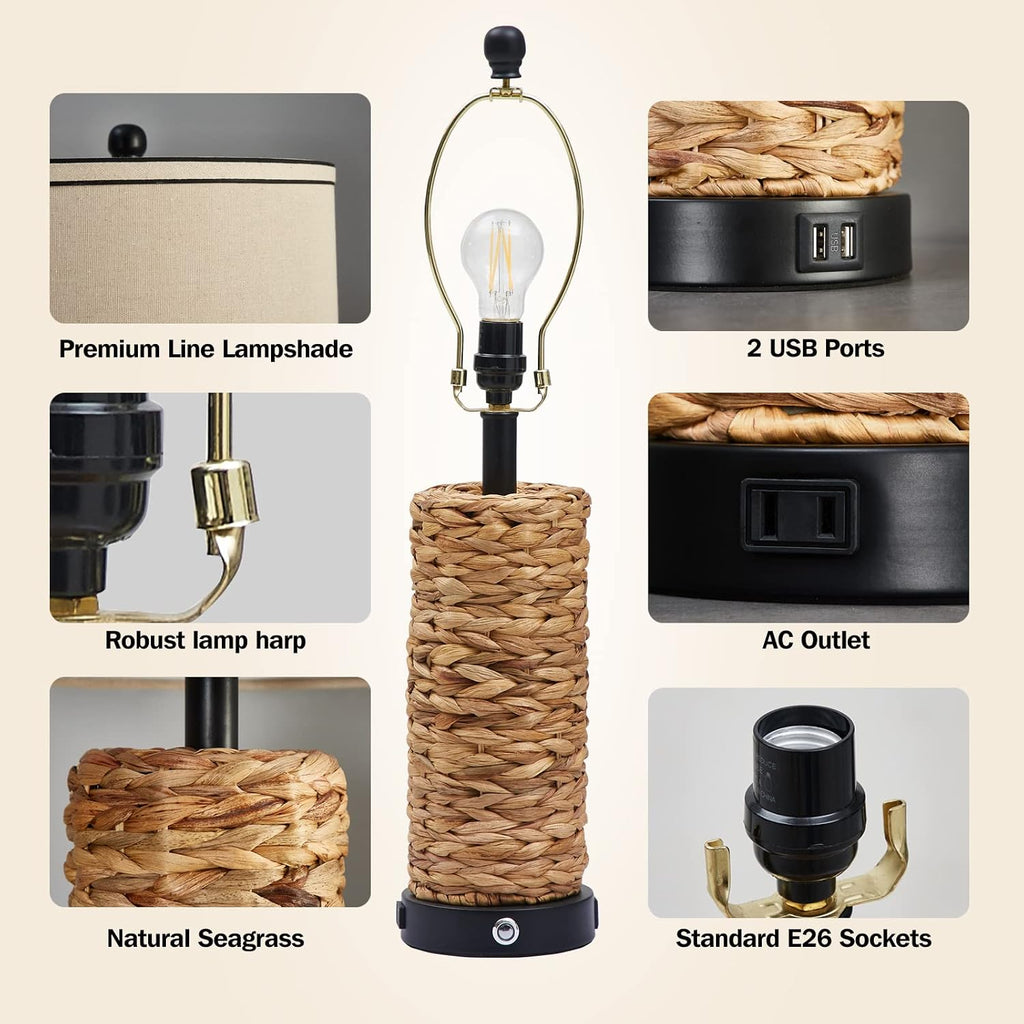 Touch USB Rattan Lamp Set