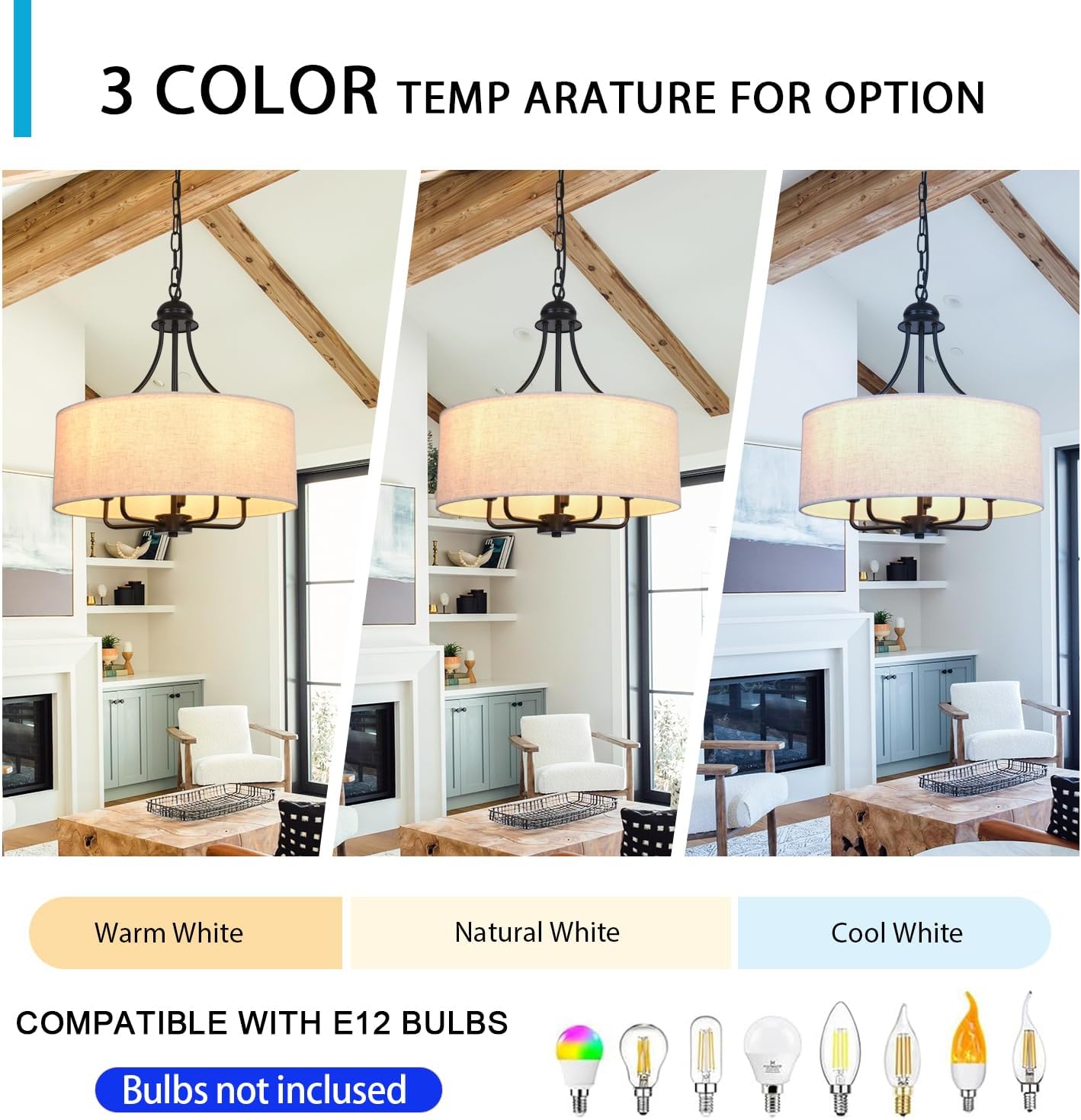 5-Light Linen Boho Drum Chandelier