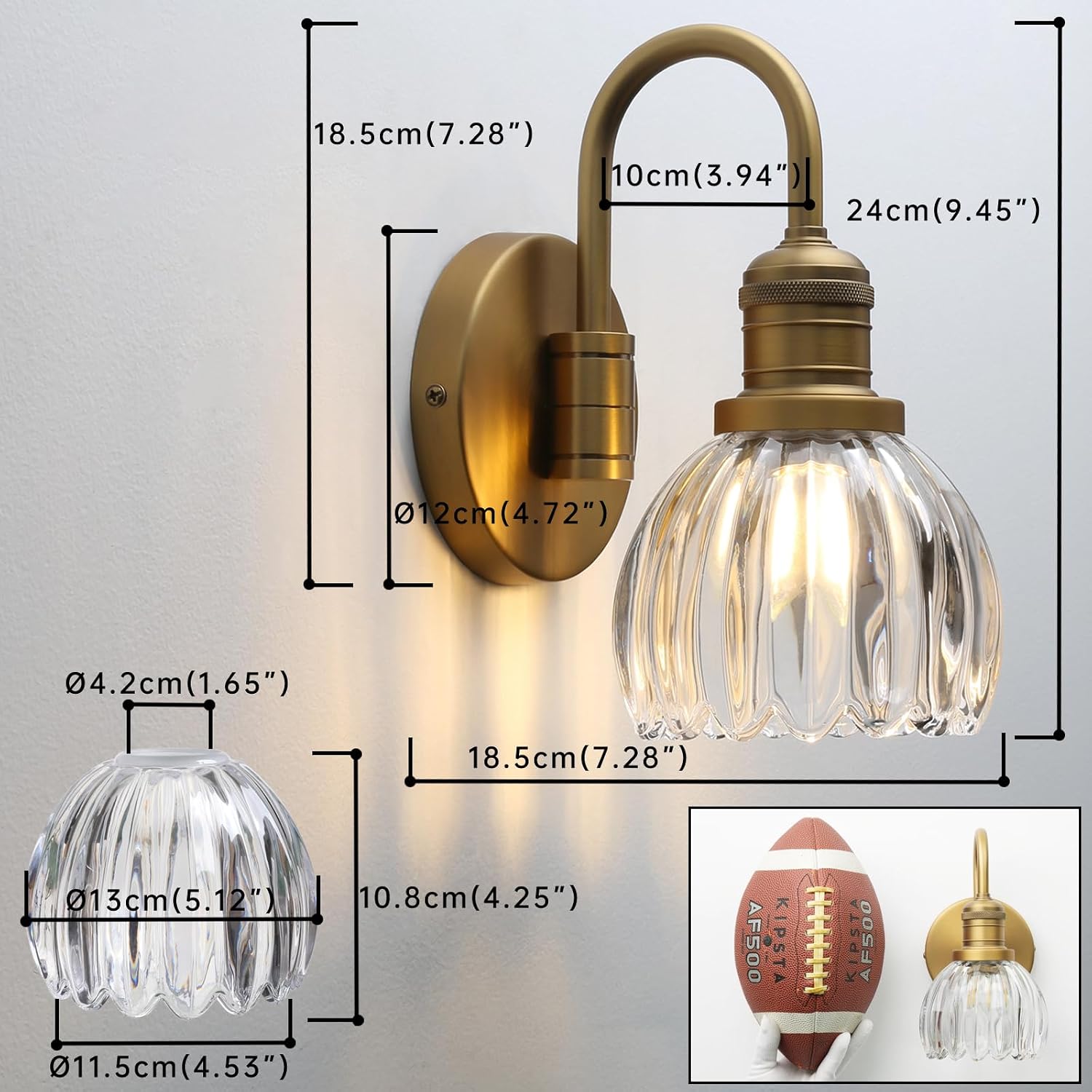 U-Shaped Tulip Glass Vintage Wall Sconce