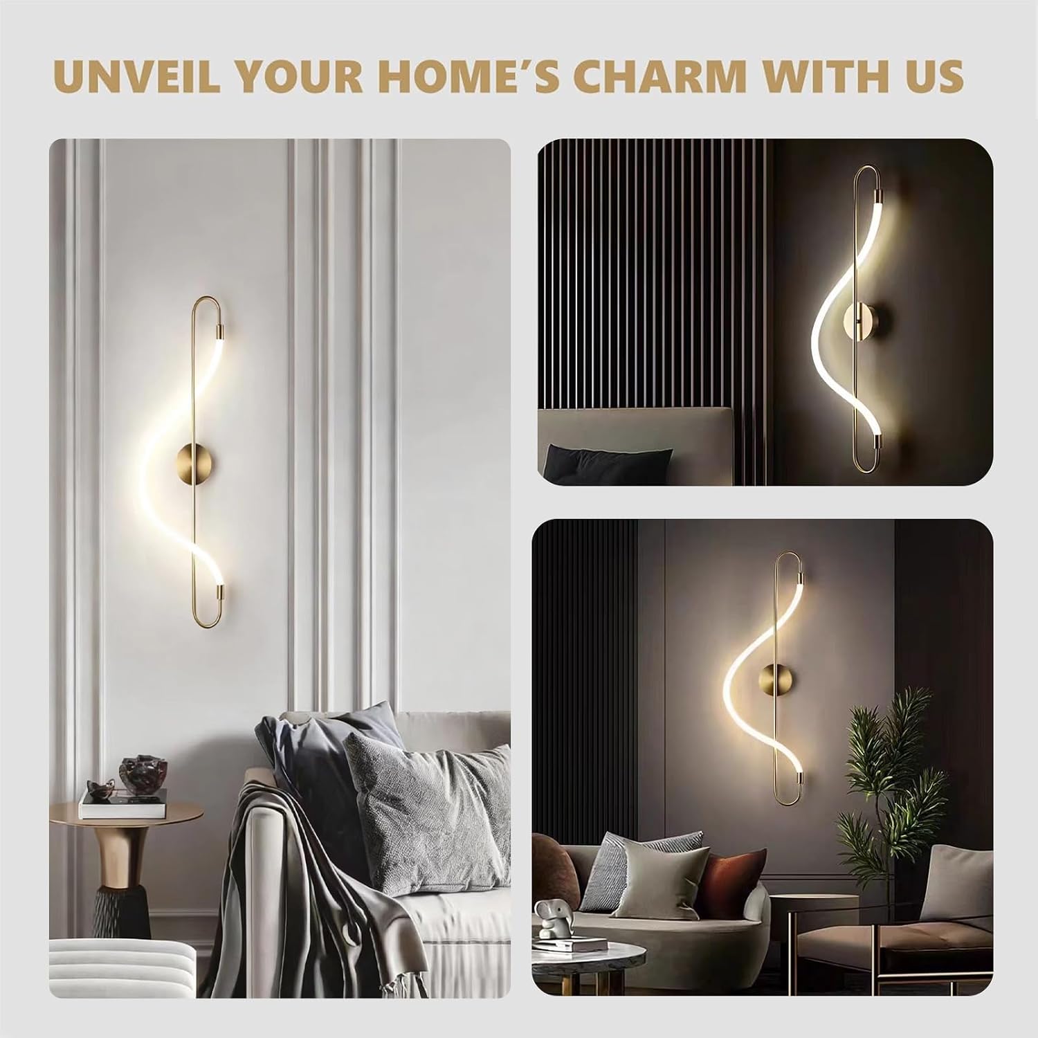 Gold Curved Silicone Tube LED Wall Lamp