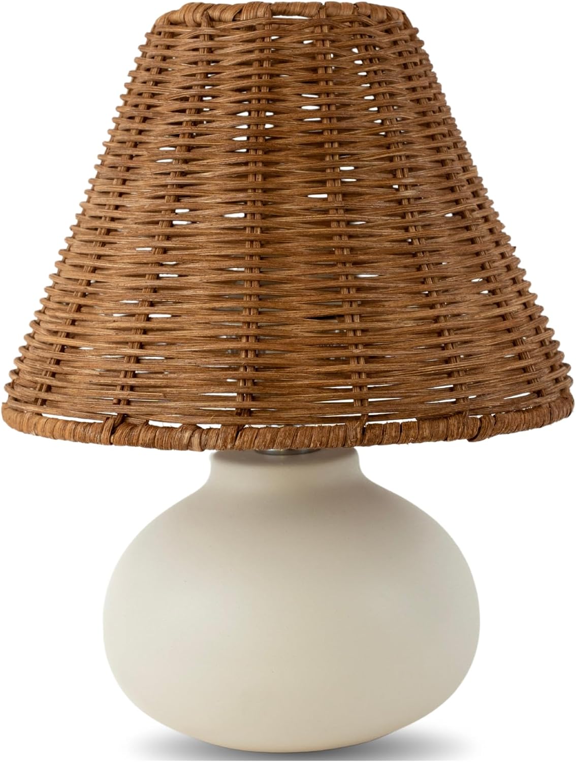 Cream Ceramic Rattan Small Lamp