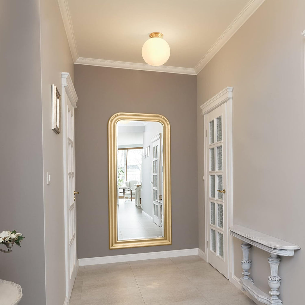 Matte Brass Opal Glass Semi Flush Light