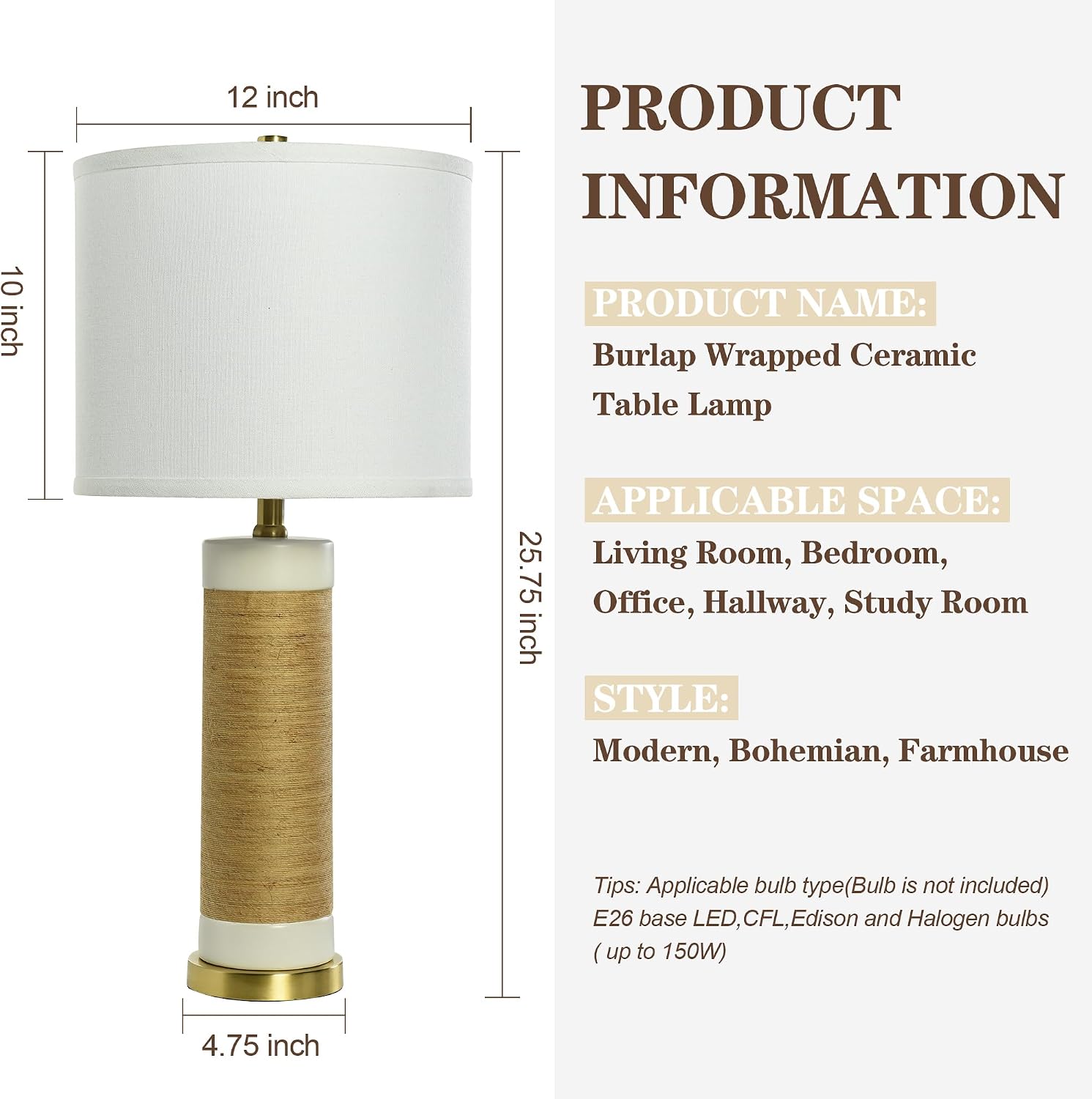 Rattan Ceramic Table Lamps Set