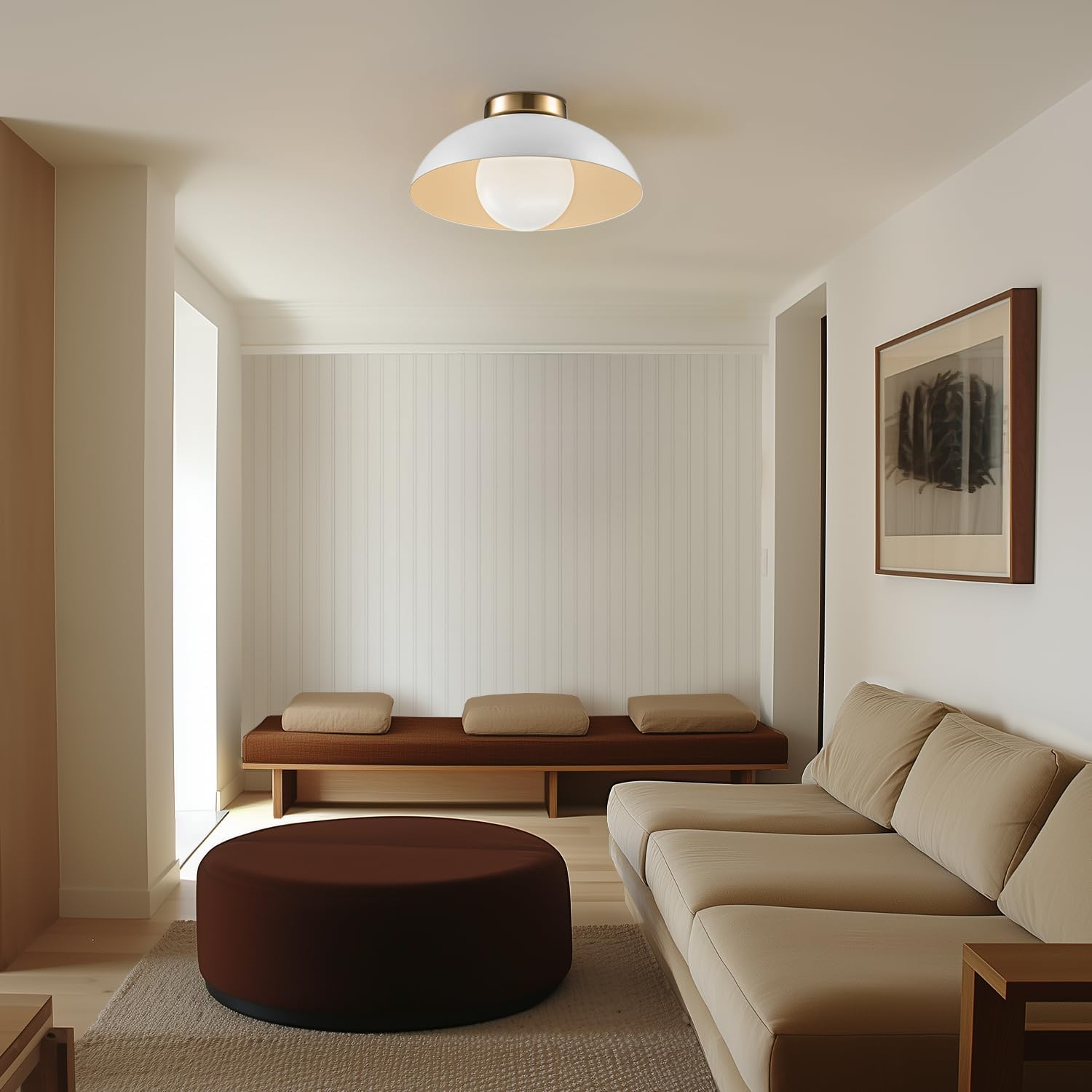 Matte White Opal Glass 1-Light Flush Mount Ceiling Light