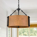 3-Light Rustic Bronze Drum Chandelier