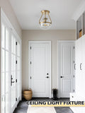 8" Gold Clear Glass Globe Semi Flush Ceiling Light