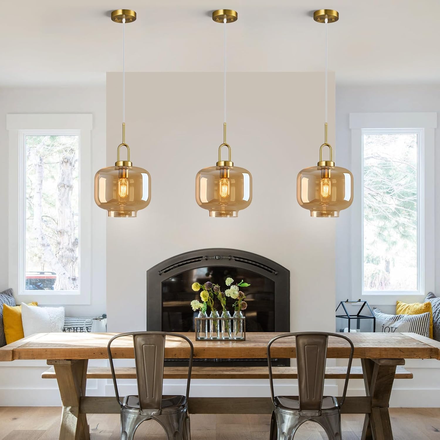 Gold Glass Kitchen Island Pendant Light