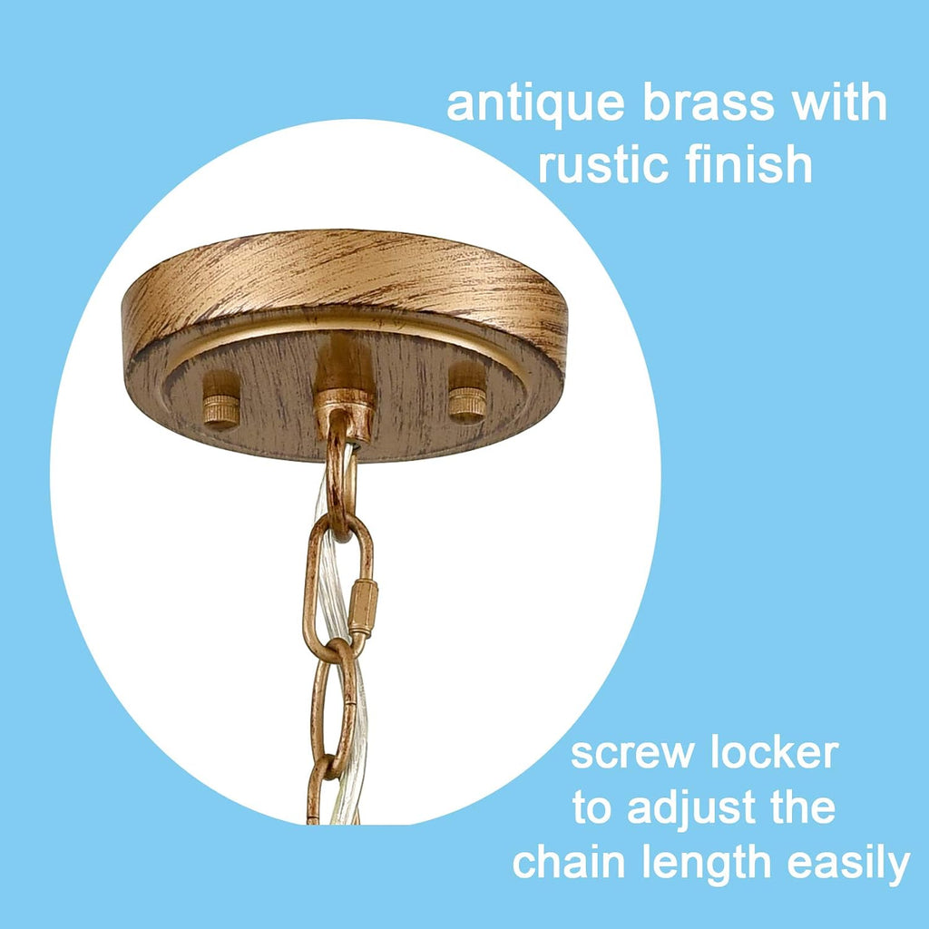 3-Light Brass Linen Drum Chandelier