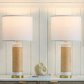 Rattan Ceramic Table Lamps Set