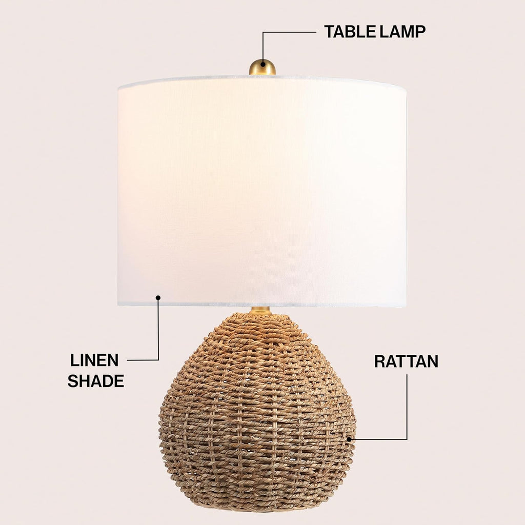 Brown Rattan Iron Table Lamp