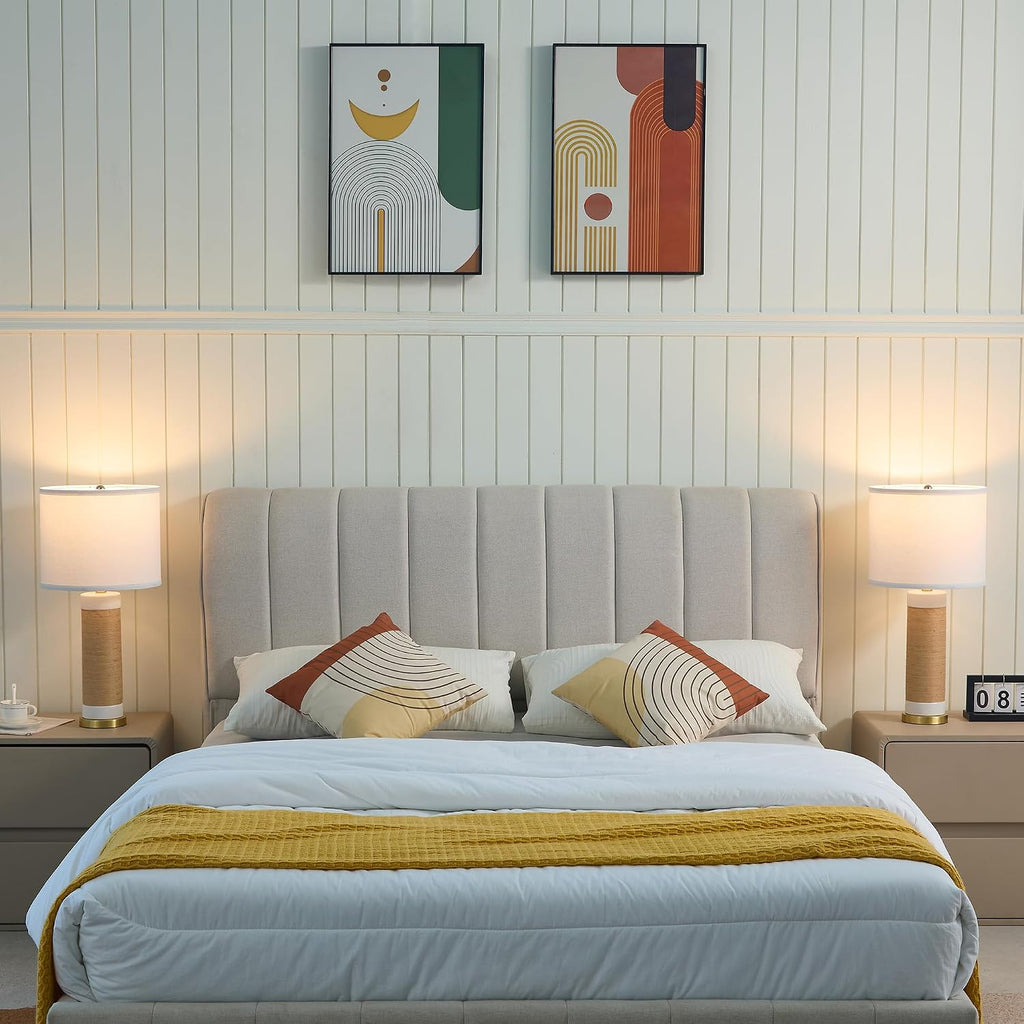Rattan Ceramic Table Lamps Set