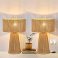 Gold Rattan Dimmable Table Lamps Set