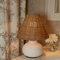 Cream Ceramic Rattan Small Lamp