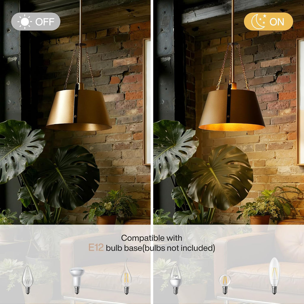 Gold 1-Light Drum Pendant Lamp
