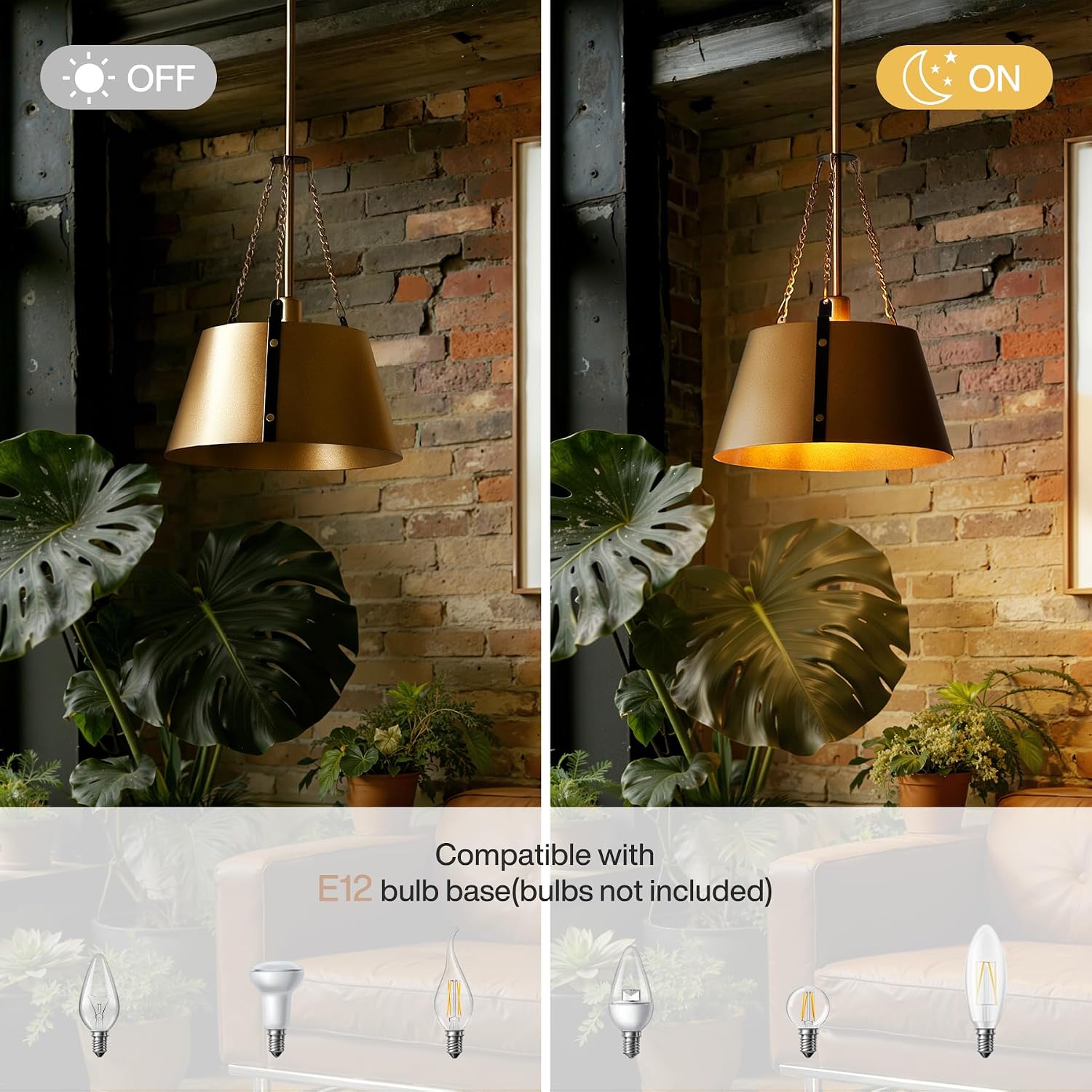 Gold 1-Light Drum Pendant Lamp